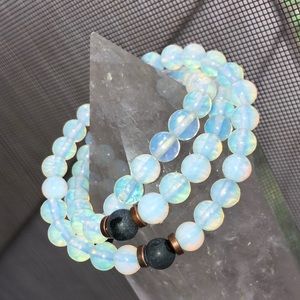 Opal Crystal Bracelets W/ Rose & Shungite Crystal